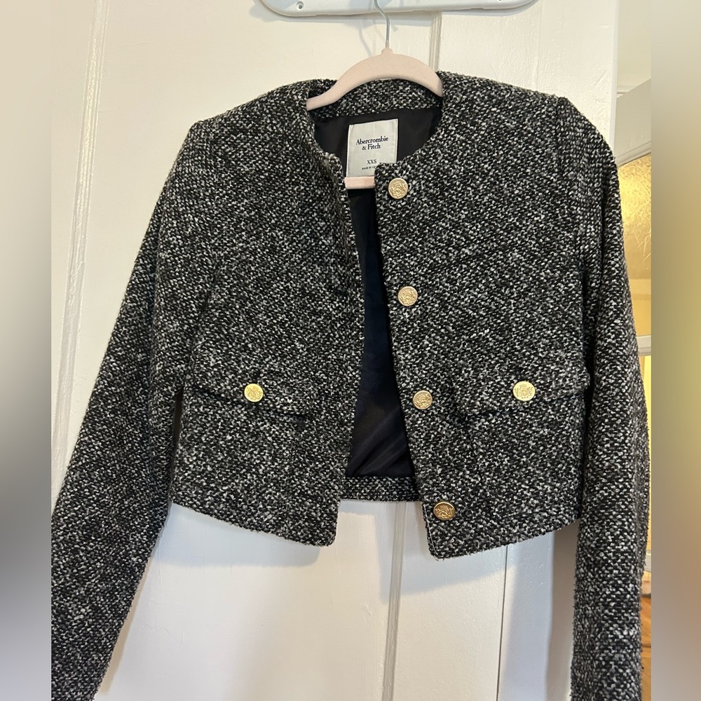 Abercrombie & Fitch Black and White Tweed Blazer